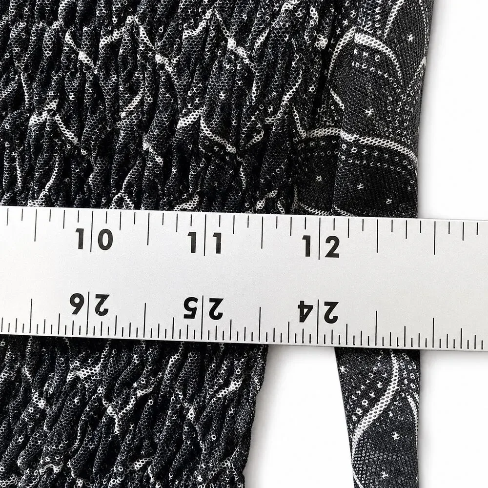 Anthropologie Black Smocked Square Neck‎ Puff Sleeve Whimsygoth XSmall Fairy